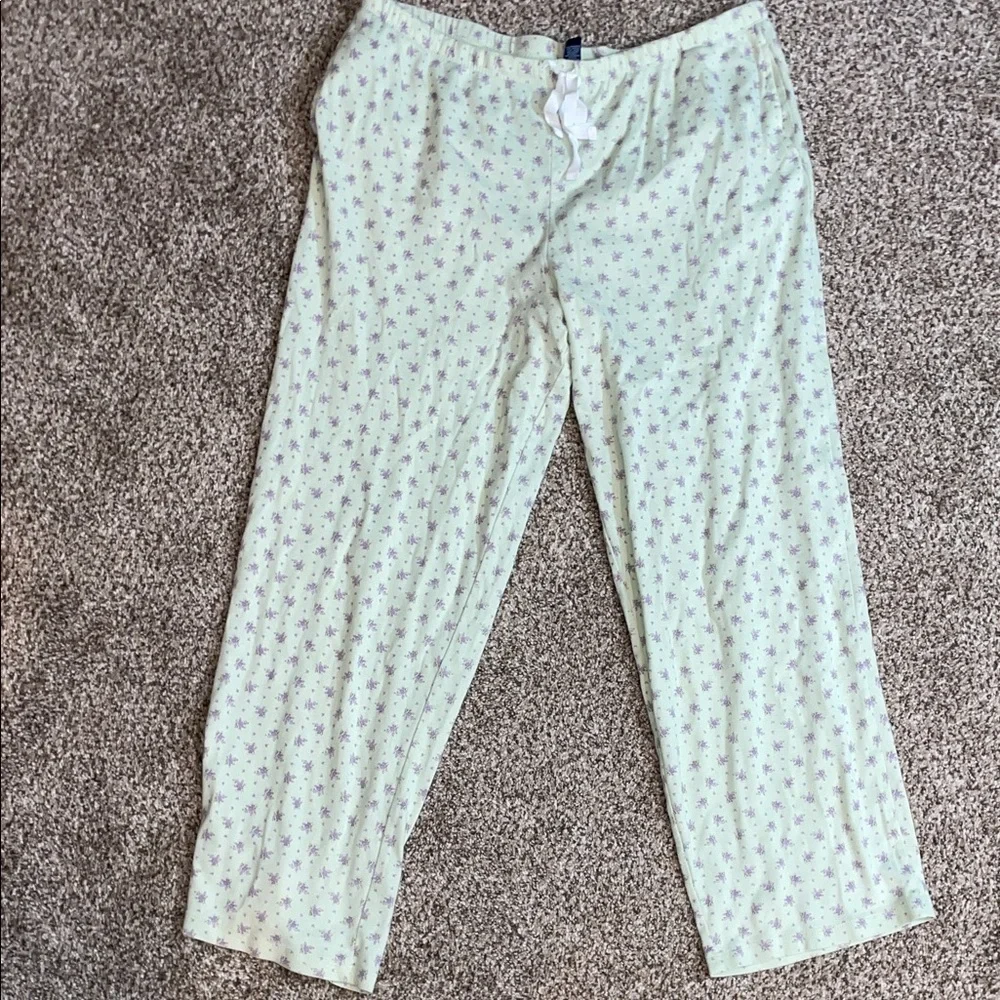 Light Green Floral Pajama Pants